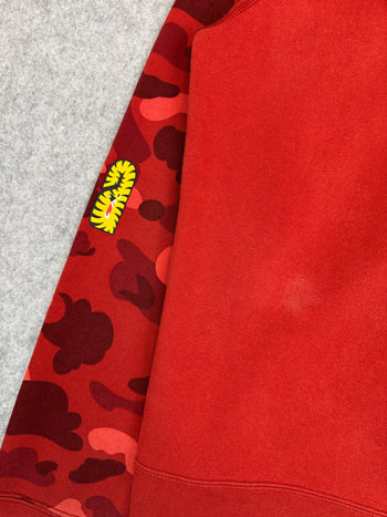 BAPE Color Camo Tiger Shark Full Zip Hoodie Red (USED)
