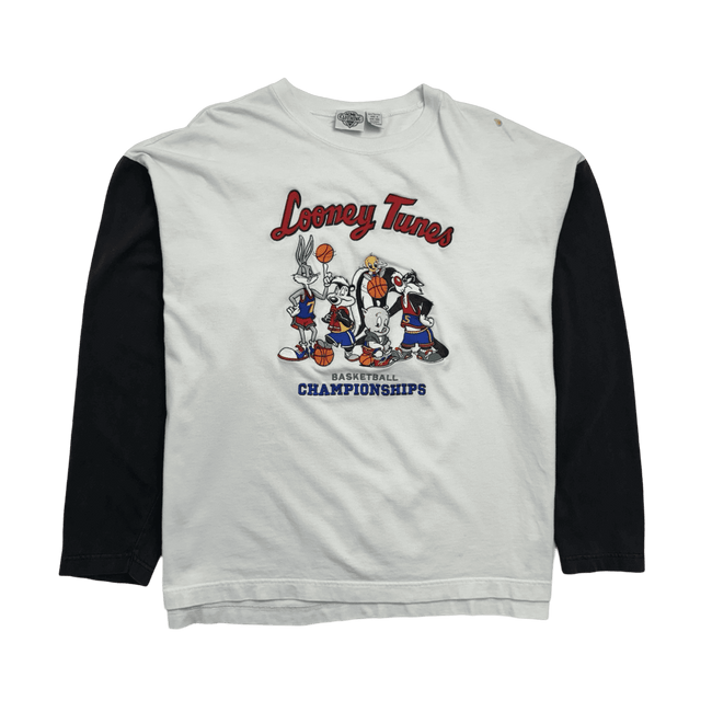 (L) Vintage '93 Looney Tunes Basketball L/S Tee White