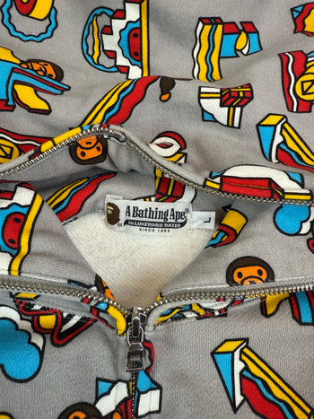 BAPE Baby Milo All Over Full Zip Hoodie Grey (USED)