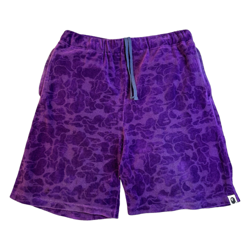 BAPE Camo Velour Shorts Purple (USED) | Vintage Clothing Store Canada