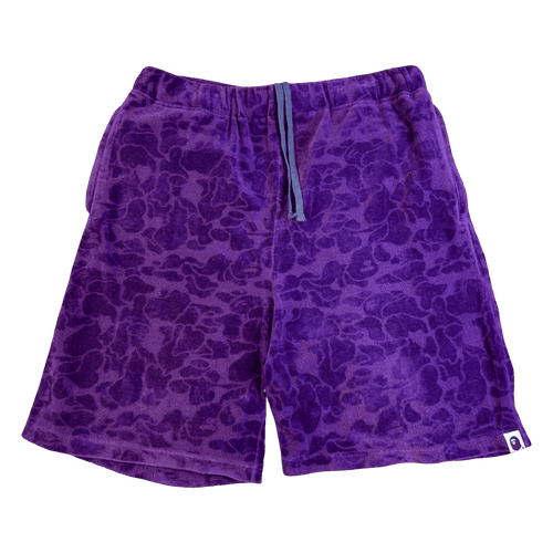 BAPE Camo Velour Shorts Purple (USED) | Vintage Clothing Store Canada