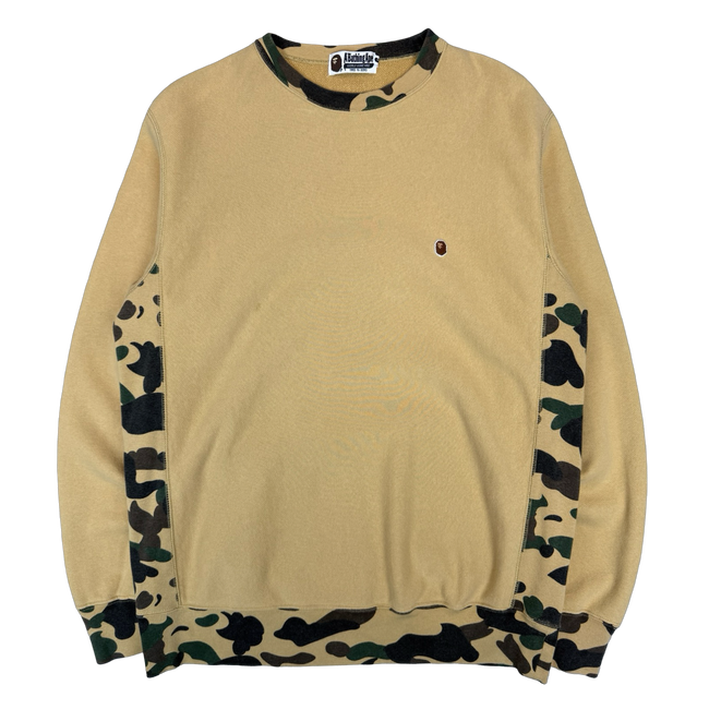 BAPE 1st Camo Rib Stone Wash Crewneck Yellow (USED)