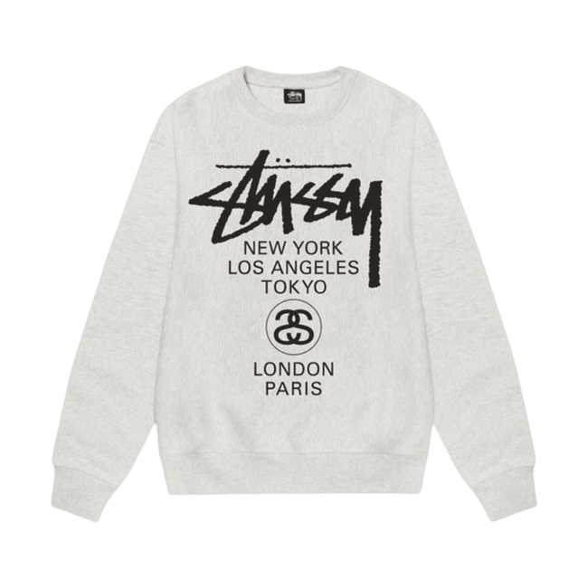 Stussy World Tour Crewneck Ash Heather