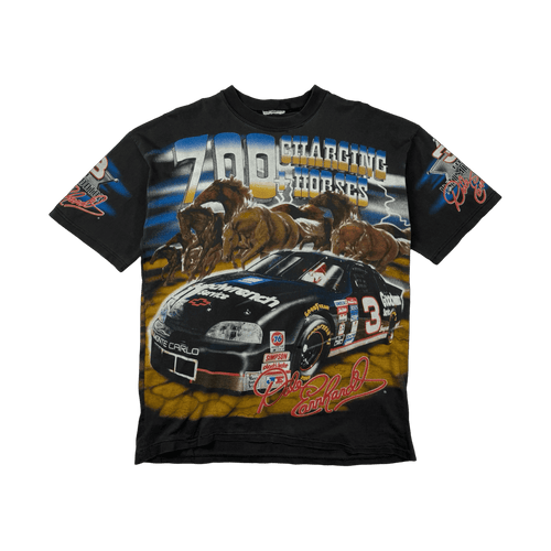 Vintage 1997 Nascar Dale Earnhardt AOP Tee Black | Vintage Clothing Store Canada