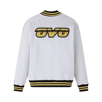 OVO x Toronto Raptors Quarter Zip Mock Neck Sweatshirt Ash Heather Grey
