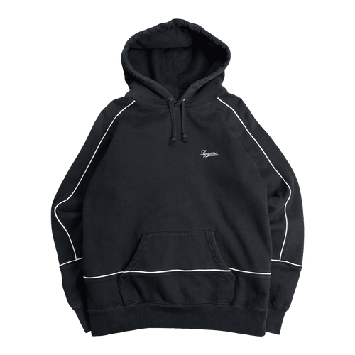 Supreme Piping Hoodie Black (USED) | Vintage Clothing Store Canada
