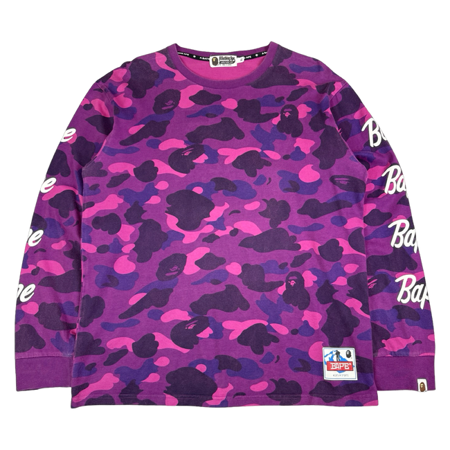 BAPE Color Camo Sleeve Logo L/S Tee Purple