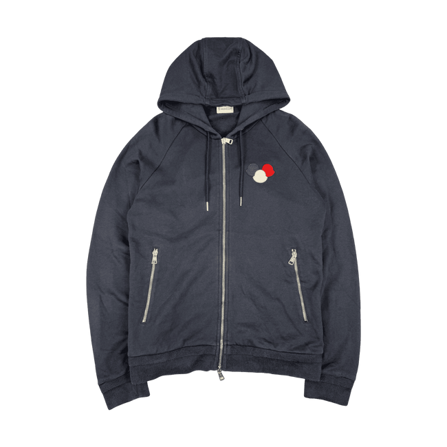 Moncler Combination Logo Zip-up Hoodie Navy Blue (USED)