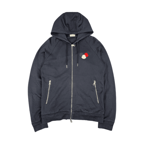 Moncler Combination Logo Zip-up Hoodie Navy Blue (USED) | Vintage Clothing Store Canada