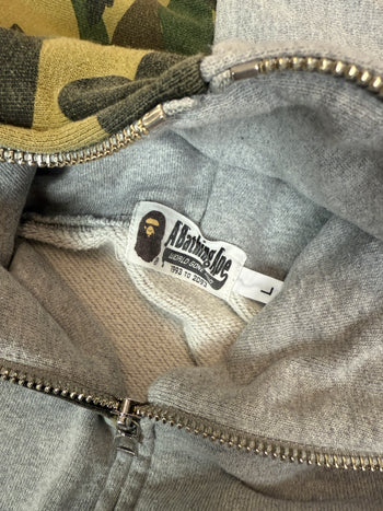 BAPE Varsity Shark Full Zip Hoodie Grey/White (USED)