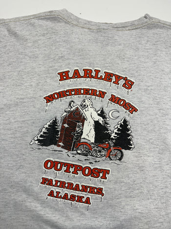 Vintage 1999 Harley Davidson Alaska Northern Outpost Tee Grey