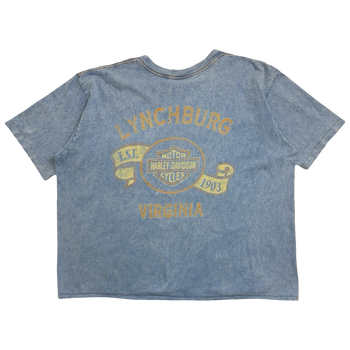 Vintage 1996 Harley Davidson Lynchburg Virginia Cropped Tee Blue