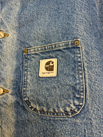 (XL) Vintage Carhartt Denim Chore Jacket washed Blue