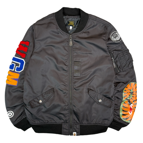 BAPE MA-1 Shark Bomber Jacket Black (USED) | Vintage Clothing Store Canada