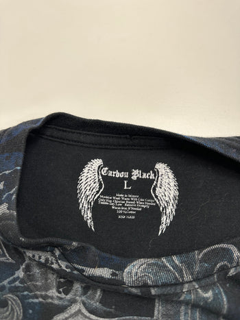 Vintage Y2K Carbon Black Cross Wings Tee Black