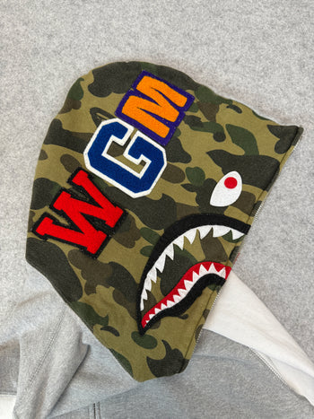 BAPE Varsity Shark Full Zip Hoodie Grey/White (USED)