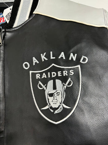 (XXL) Oakland Raiders Leather Football Jacket Black