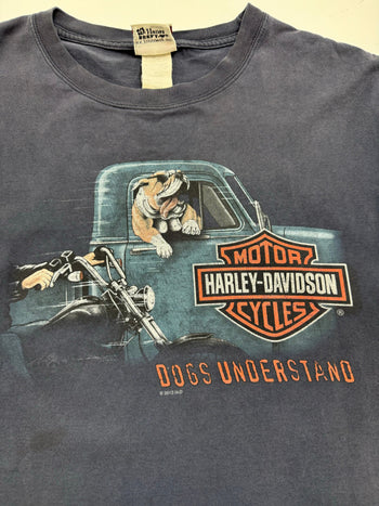 (M) Vintage Harley Davidson Quebec Tee Light Navy