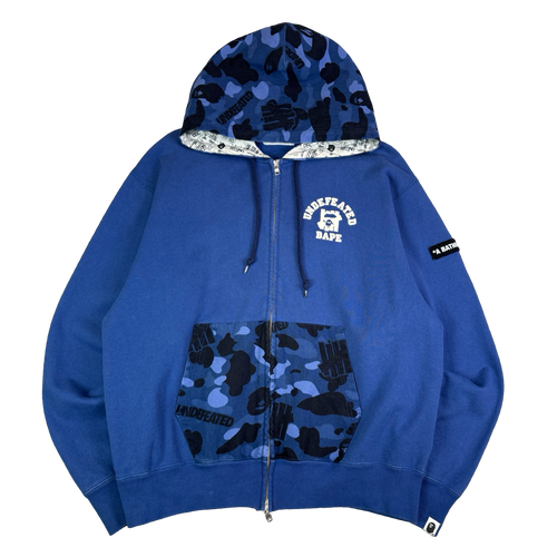 BAPE x Undefeated Camo Relaxed Zip Hoodie Navy (USED) | Vintage Clothing Store Canada