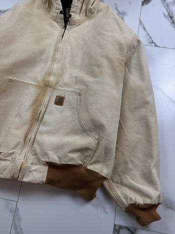 Vintage Carhartt Hooded Work Jacket Sun Faded Beige