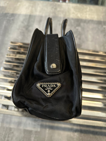 Prada Tessuto Framed Satchel Black