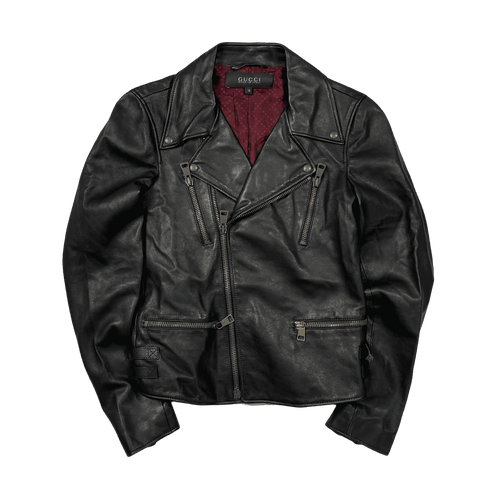 Gucci Women’s Leather Bike Jacket Black (USED) | Vintage Clothing Store Canada