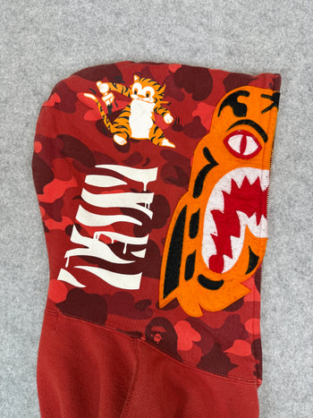 BAPE Color Camo Tiger Shark Full Zip Hoodie Red (USED)
