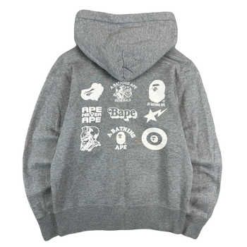 BAPE Multi Logo Hoodie Grey (USED)
