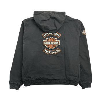 (3XL) Vintage Harley Davidson Hooded Canvas Reversible Jacket