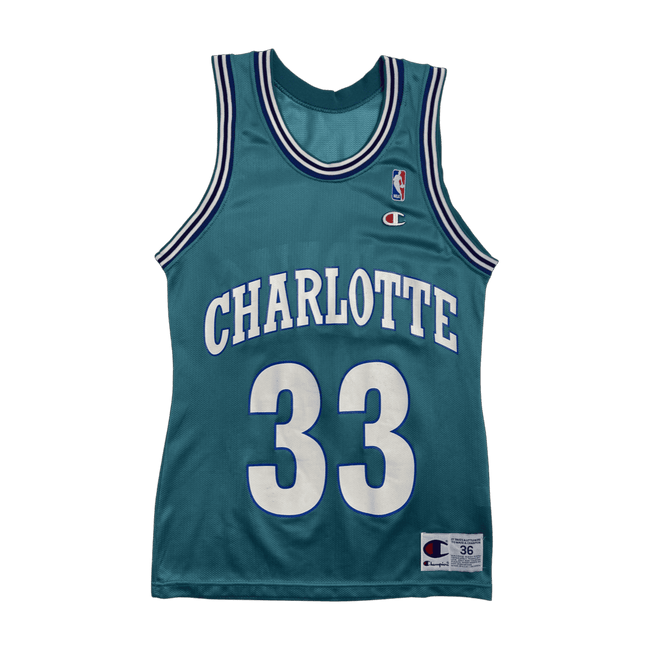 (S) Vintage Alonzo Mourning Charlotte Champion Jersey Teal