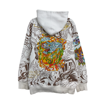Vintage Y2k Ed Hardy Zip-Up Hoodie White