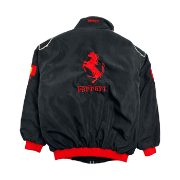 (XXS) Vintage 90s Ferrari ZIp-Up Racing Jacket Black