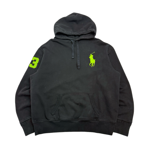 Vintage Polo Ralph Lauren Green Logo Hoodie Black | Vintage Clothing Store Canada