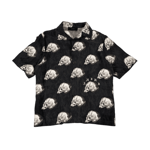 Amiri Skull-print Silk Button-up Shirt Black (USED) | Vintage Clothing Store Canada