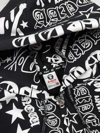2014 AAPE Script All Over Hoodie Black (USED)