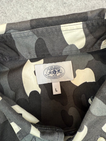 BAPE Camo Pocket Emblem Button Up Shirt Black/Grey (USED)