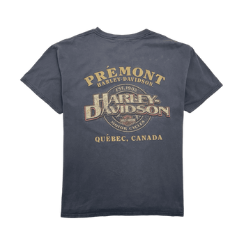(M) Vintage Harley Davidson Quebec Tee Light Navy