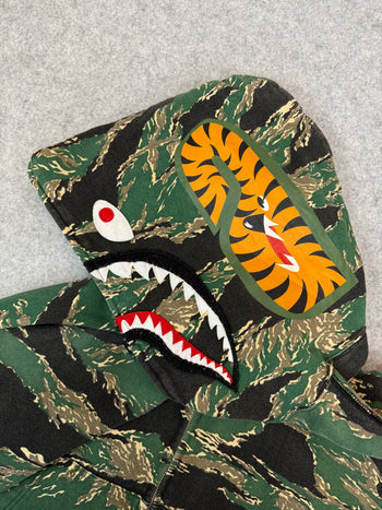 BAPE Shark Tiger Camo Full Zip Hoodie Green (USED)