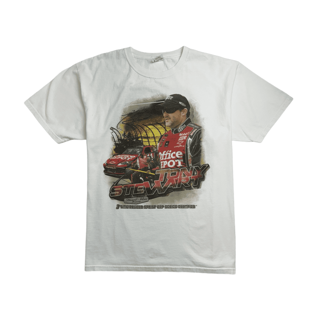 (L) Vintage 2000s Nascar Tony Stewart Tee White