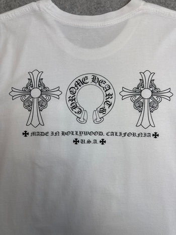 Chrome Hearts Hollywood Horseshoe Cross Pocket Tee White