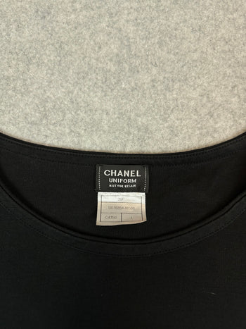 Women's Chanel Uniform Double CC Embroidered Tee Black