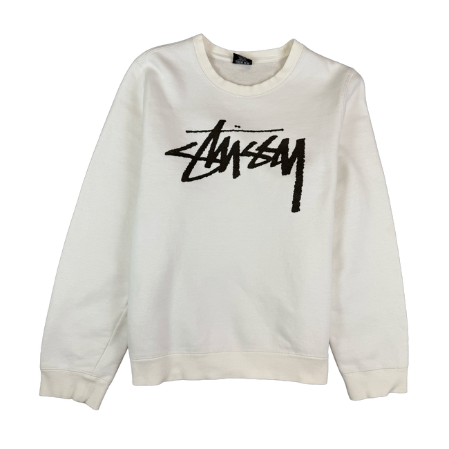 Stussy Script Font Sweatshirt Cream (USED)