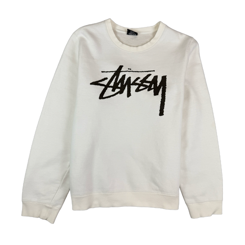 Stussy Script Font Sweatshirt Cream (USED) | Vintage Clothing Store Canada