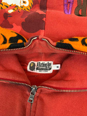 BAPE Color Camo Tiger Shark Full Zip Hoodie Red (USED)