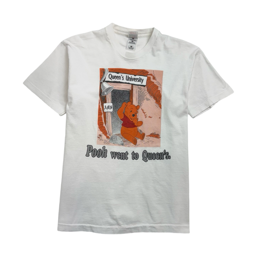 Vintage 90s Winnie The Pooh Queen's University Tee White | Vintage Clothing Store Canada