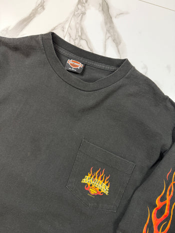 Vintage 2000 Harley Davidson Brandon Pocket L/S Tee Black