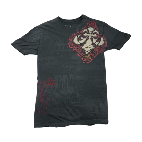 Vintage Y2K Affliction Rose Skeleton King Tee Black | Vintage Clothing Store Canada