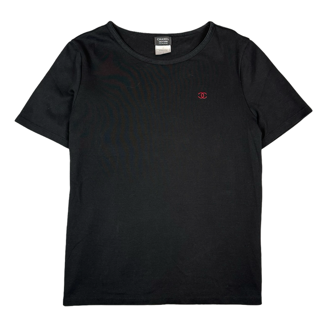 Women's Chanel Uniform Double CC Embroidered Tee Black