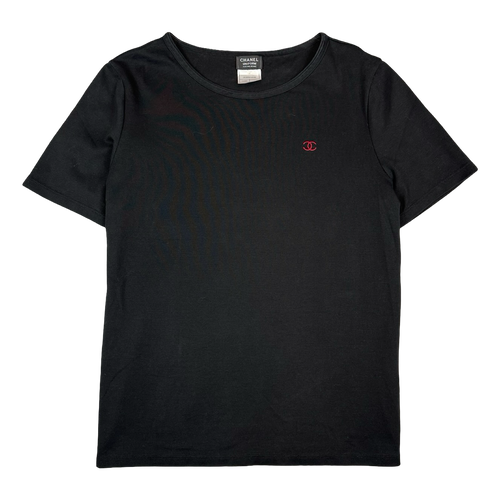 Women's Chanel Uniform Double CC Embroidered Tee Black | Vintage Clothing Store Canada