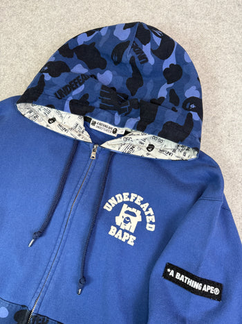 BAPE x Undefeated Camo Relaxed Zip Hoodie Navy (USED)